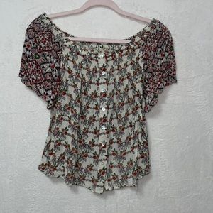 Floral multi colored, off the shoulder top! Size small!